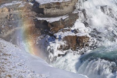 Scenic view of waterfall in winter