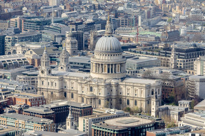 Aerial view of historical building in city