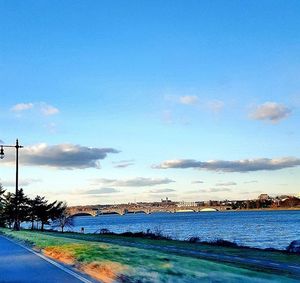 Scenic view of sea against cloudy sky