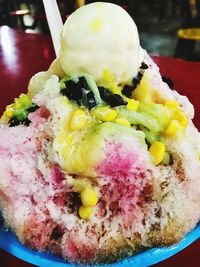 Close-up of ice cream in plate