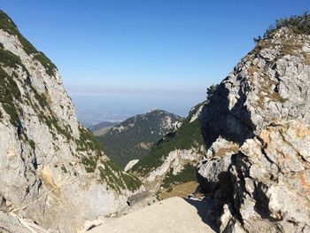 Scenic view of mountains against clear sky