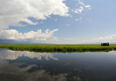 Scenic view of lake against sky