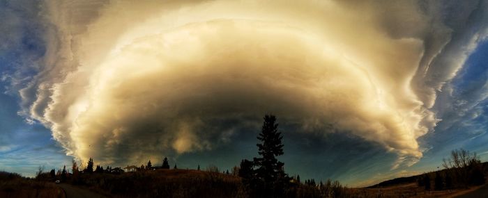 Panoramic view of storm clouds over landscape