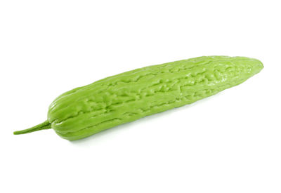 Close-up of green leaf against white background