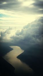 Scenic view of sea against cloudy sky