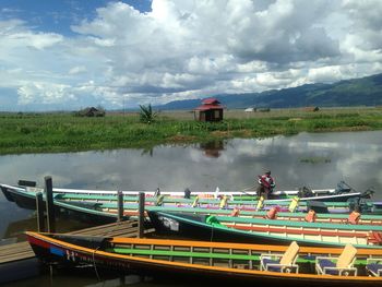 Scenic view of lake against sky