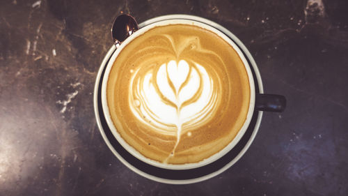 High angle view of cappuccino
