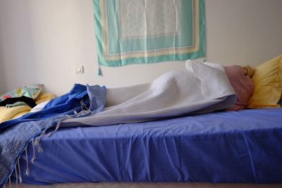 Sheet on bed at home