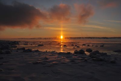 Scenic view of sunset over sea