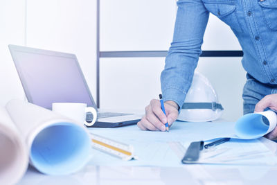 Man working on table