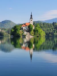 Scenic view of lake against sky