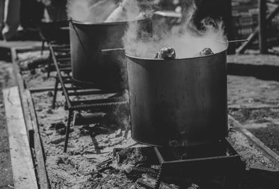 Close-up of fire on barbecue grill