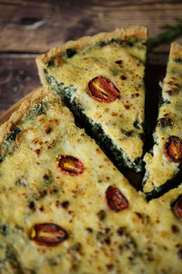 Close-up of pizza on table