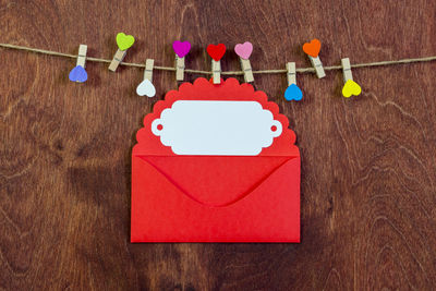 Close-up of clothespins on table