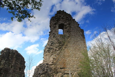 Low angle view of old building against sky