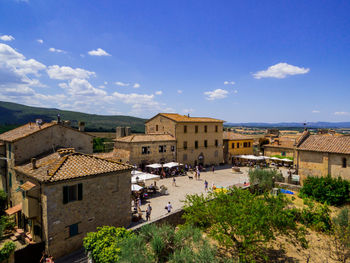 High angle view of townscape against sky