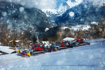 Scenic view of snow covered mountains