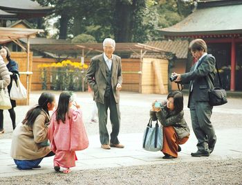 Full length of father with daughter