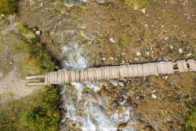 High angle view of water flowing from pipe