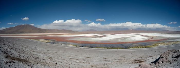 Scenic view of desert against blue sky
