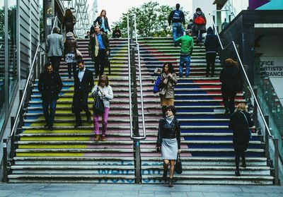 People walking on steps