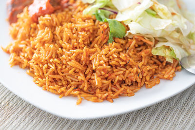 Close-up of food in plate on table