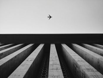 Low angle view of modern building against clear sky