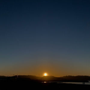 Scenic view of silhouette landscape against clear sky during sunset