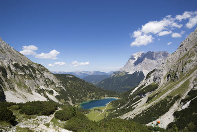 Scenic view of mountains against sky