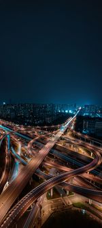 High angle view of illuminated city at night