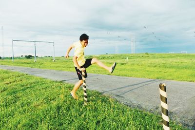 Man jumping on field