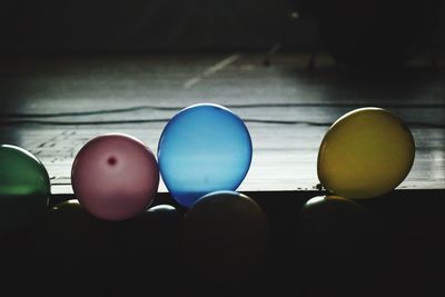 Colorful balloons on table
