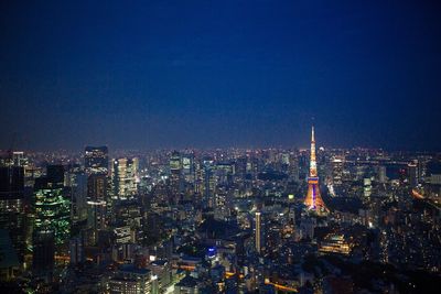 View of cityscape at night