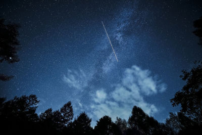 An airplane crossing the milky way.