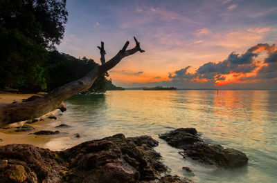 Scenic view of sea against sky during sunset