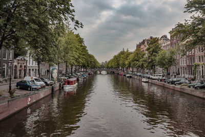 The houses and canals in amsterdam.