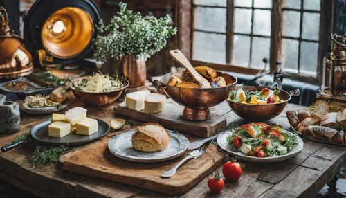 High angle view of food on table