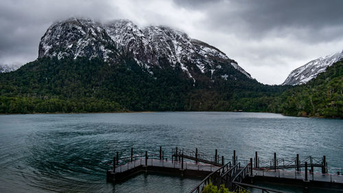 Scenic view of lake against sky