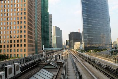 Railroad tracks in city