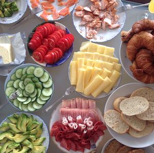 Close-up of served food in plate