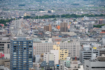 High angle view of buildings in city