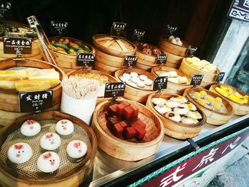 High angle view of food for sale