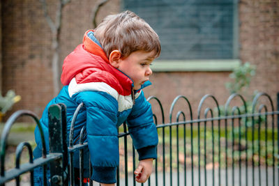 Side view of boy looking away