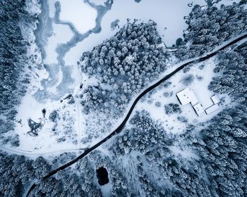 Aerial view of snow covered landscape