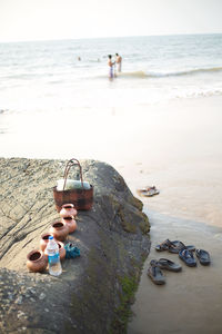 Pilgrims at gokarna. ritual bath in the sea