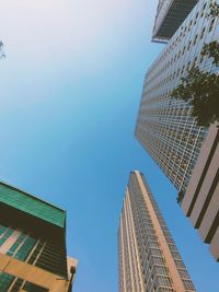 Low angle view of skyscraper against clear sky