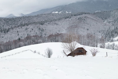 Scenic view of snow field against sky