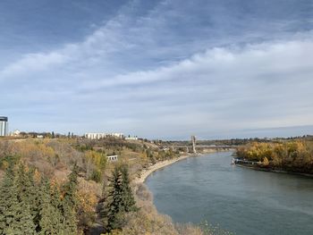 High angle view of river against sky