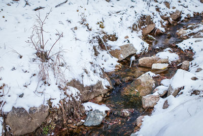 Scenic view of snow covered field