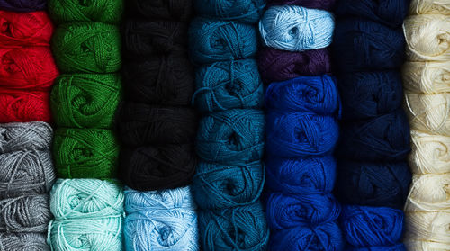 Full frame shot of balls of wool